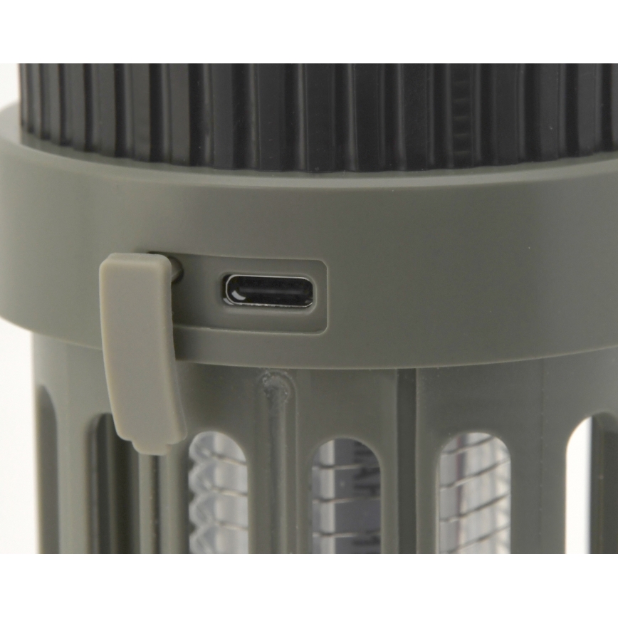 Lampada portatile a LED ricaricabile con trappola per insetti LED/2W/1800mAh/3xAAA IPX4 verde