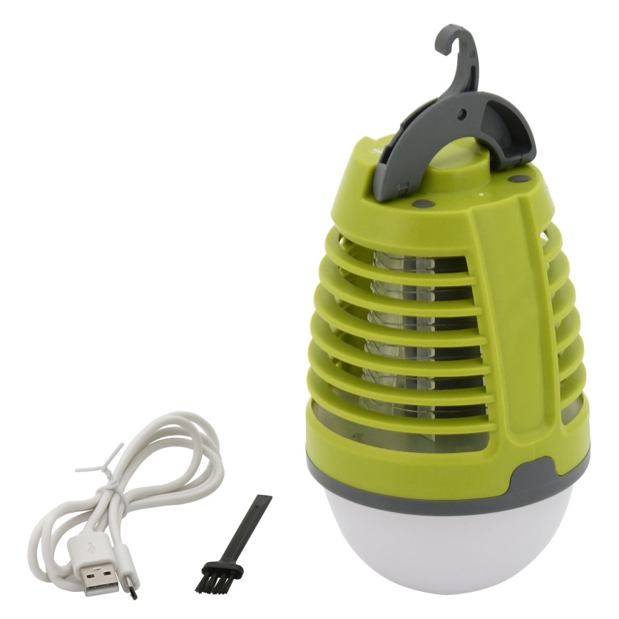 Lampada portatile a LED ricaricabile con trappola per insetti LED/2W/3,7V 1800 mAh IPX4 verde
