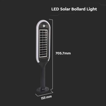 Lampada solare a LED con sensore BOLLARD LED/5W/5,5V IP65 3000K