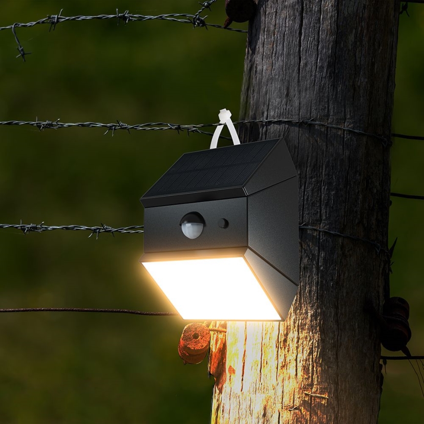 LED Lampada solare da parete con sensore LED/2,5W/3,7V 3000/4000/6000K IP65 1200 mAh nera