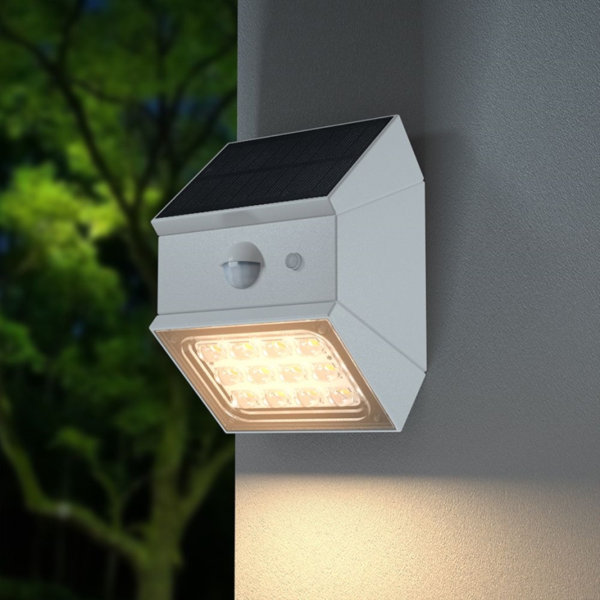 Lampada solare da parete con sensore, LED 2,5W/3,7V, 3000/4000/6000K, IP65, 1200 mAh, bianca