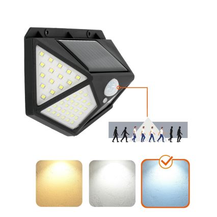 Lampada da parete solare LED con sensore LED/1W/3,7V 6500K IP44 1200 mAh