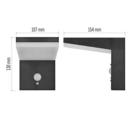 Lampada da parete solare LED con sensore LED/4,4W/3,7V 2200 mAh IP44