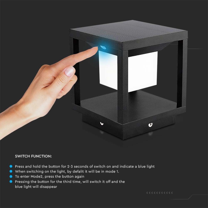Lampada solare LED con sensore LED/2W/5,5V 3000K IP65 nero