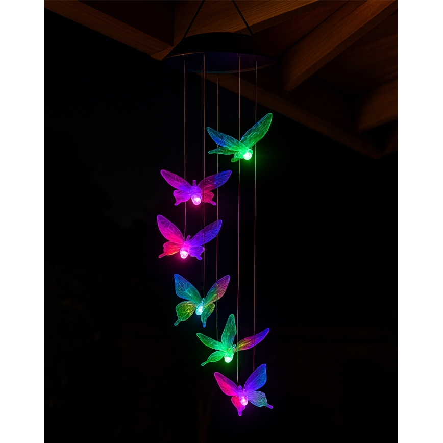 Lampada solare RGB a LED 6xLED/1,2V 300 mAh IP44 farfalla