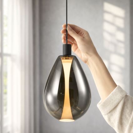Lampada sospesa a cavo DENSO 1xG9/5W/230V Ø 20 cm nero cromato