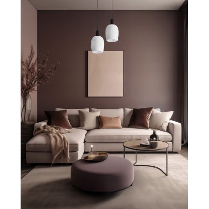 Lampada sospesa a cavo WOLKEN 1xE27/40W/230V bianco/nero