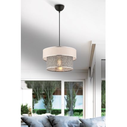 Lampada sospesa con cavo ERO 1xE27/60W/230V crema/grigio