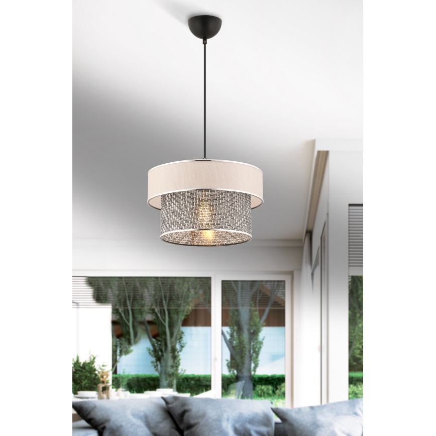 Lampada sospesa con cavo ERO 1xE27/60W/230V crema/grigio