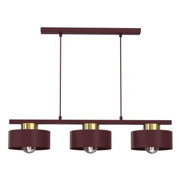 Lampada sospesa con cavo MARTI 3xE27/15W/230V bordeaux/oro