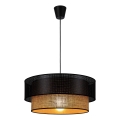 Lampada sospesa su cavo BORHO 1xE27/60W/230V Ø 50 cm nero/iuta