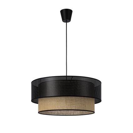 Lampada sospesa su cavo BORHO 1xE27/60W/230V Ø 50 cm nero/iuta