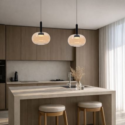 Lampada sospesa su cavo BUENO 1xGX53/9W/230V diam. 25 cm beige fumé