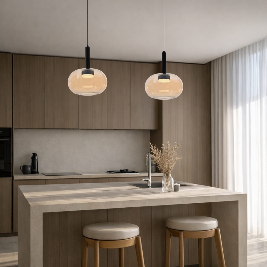 Lampada sospesa su cavo BUENO 1xGX53/9W/230V diam. 25 cm beige fumé