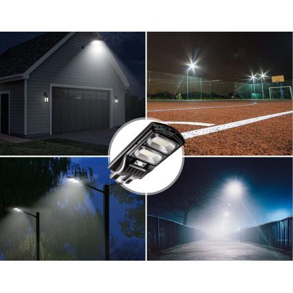 LED Lampione solare dimmerabile con sensore LED/120W/6V 6500K IP65 nero + telecomando