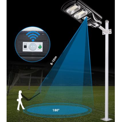 LED Lampione solare dimmerabile con sensore LED/120W/6V 6500K IP65 nero + telecomando