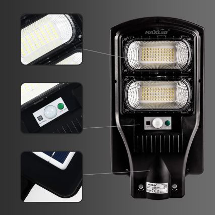 LED Lampione solare dimmerabile con sensore LED/120W/6V 6500K IP65 nero + telecomando