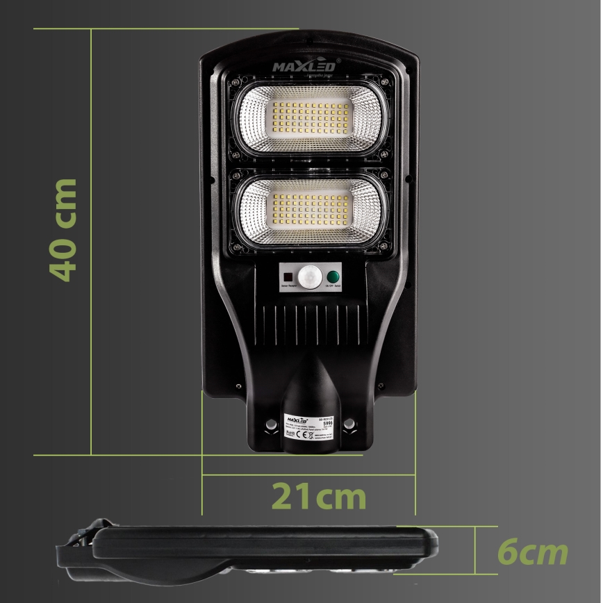 LED Lampione solare dimmerabile con sensore LED/120W/6V 6500K IP65 nero + telecomando