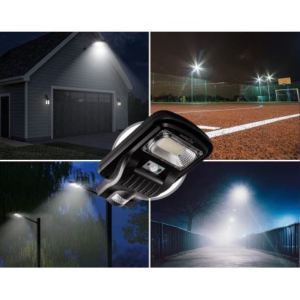 LED Lampione solare dimmerabile con sensore LED/150W/6V 6500K IP65 nero + telecomando