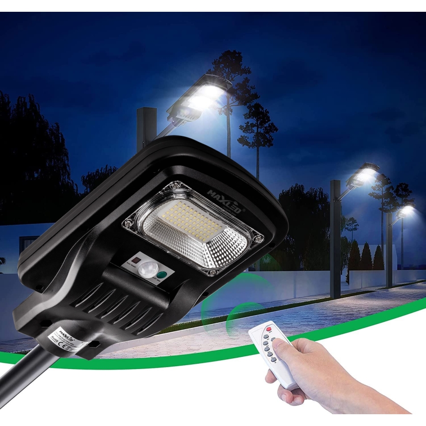 LED Lampione solare dimmerabile con sensore LED/150W/6V 6500K IP65 nero + telecomando