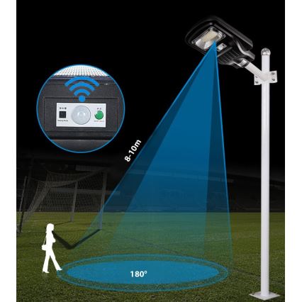 LED Lampione solare dimmerabile con sensore LED/150W/6V 6500K IP65 nero + telecomando