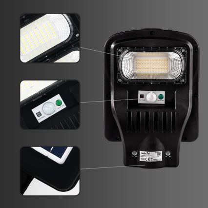 LED Lampione solare dimmerabile con sensore LED/150W/6V 6500K IP65 nero + telecomando