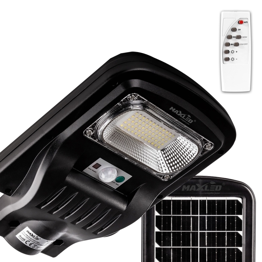 LED Lampione solare dimmerabile con sensore LED/150W/6V 6500K IP65 nero + telecomando