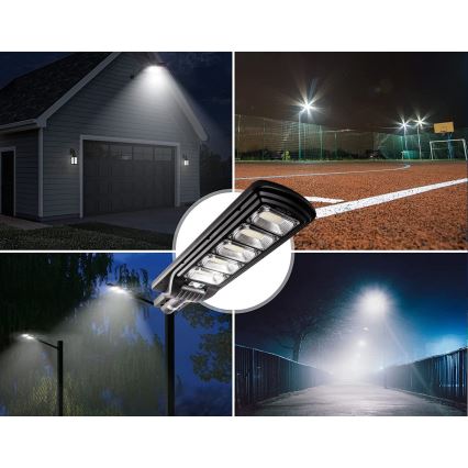 LED Lampione solare dimmerabile con sensore LED/300W/6V 6500K IP65 nero + telecomando