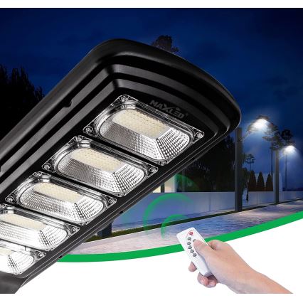 LED Lampione solare dimmerabile con sensore LED/300W/6V 6500K IP65 nero + telecomando