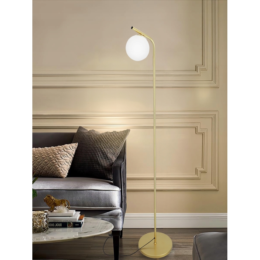 Lampadaire 1xE27/40W/230V doré/blanc