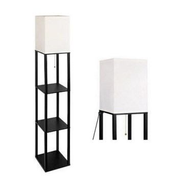 Lampadaire avec étagères 1xE27/60W/230V noir/blanc