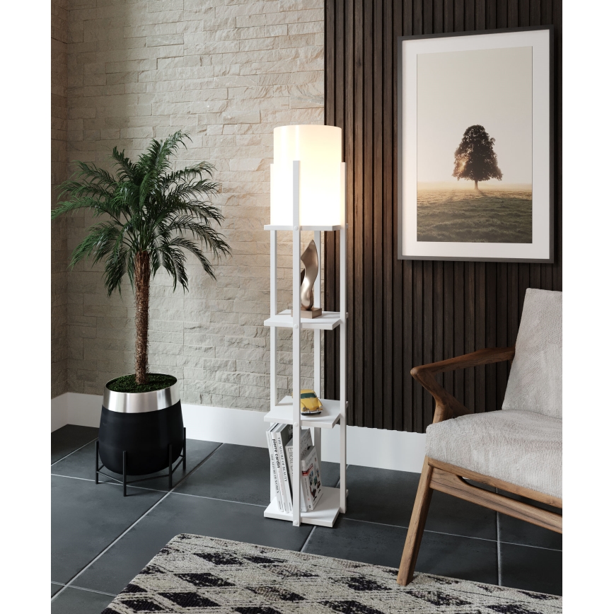 Lampadaire avec étagères NORA 1xE27/40W/230V blanc