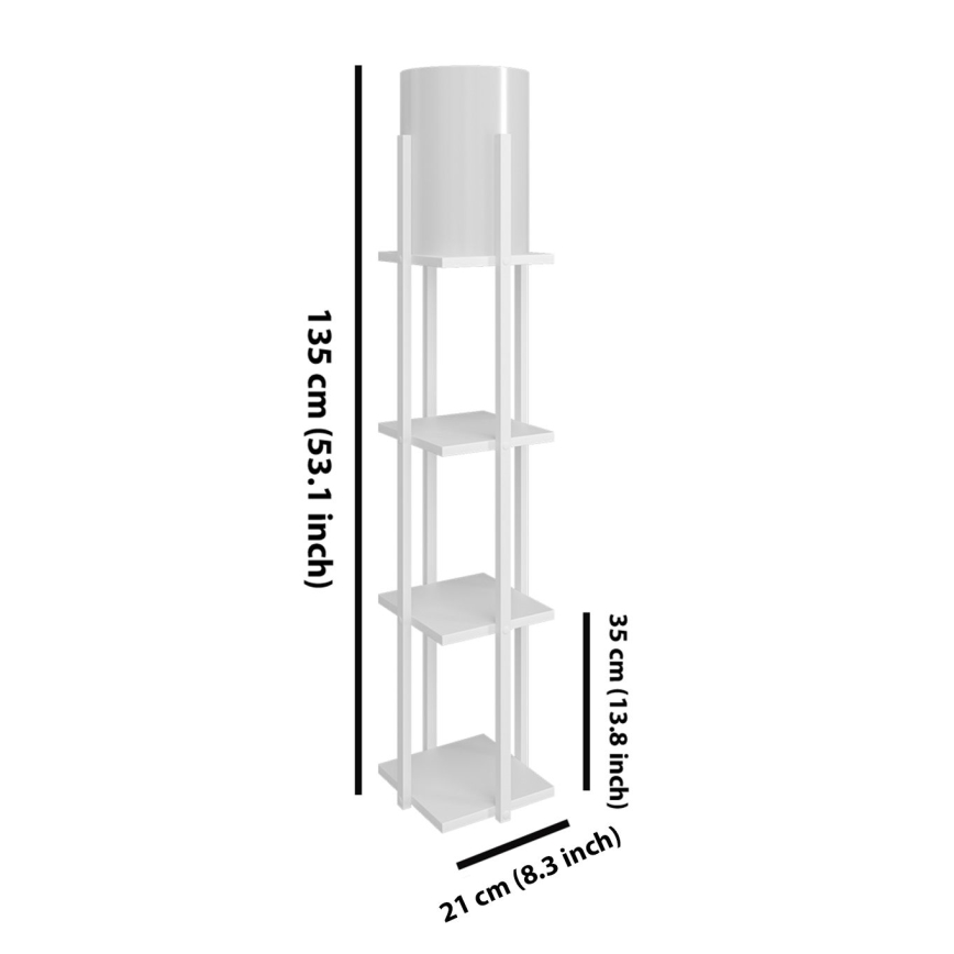 Lampadaire avec étagères NORA 1xE27/40W/230V blanc