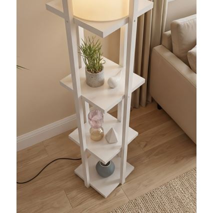 Lampadaire avec étagères NORA 1xE27/40W/230V blanc