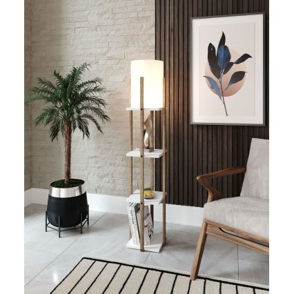 Lampadaire avec étagères NORA 1xE27/40W/230V marron/blanc