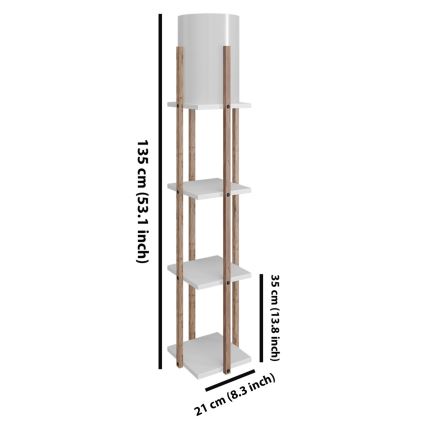 Lampadaire avec étagères NORA 1xE27/40W/230V marron/blanc