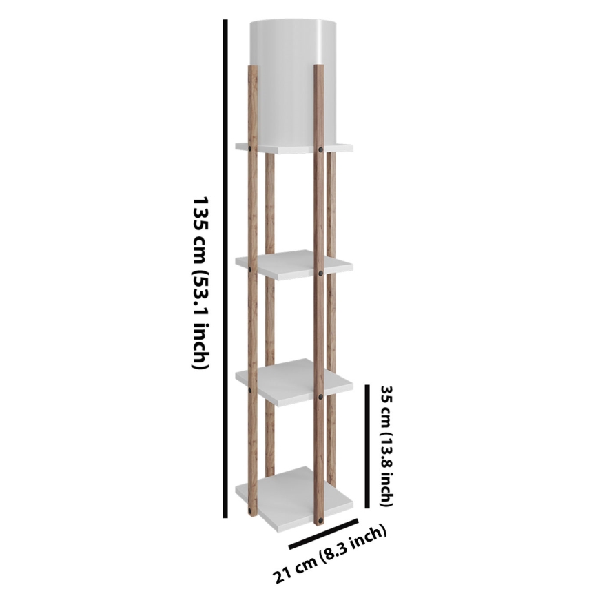 Lampadaire avec étagères NORA 1xE27/40W/230V marron/blanc