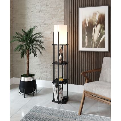 Lampadaire avec étagères NORA 1xE27/40W/230V noir