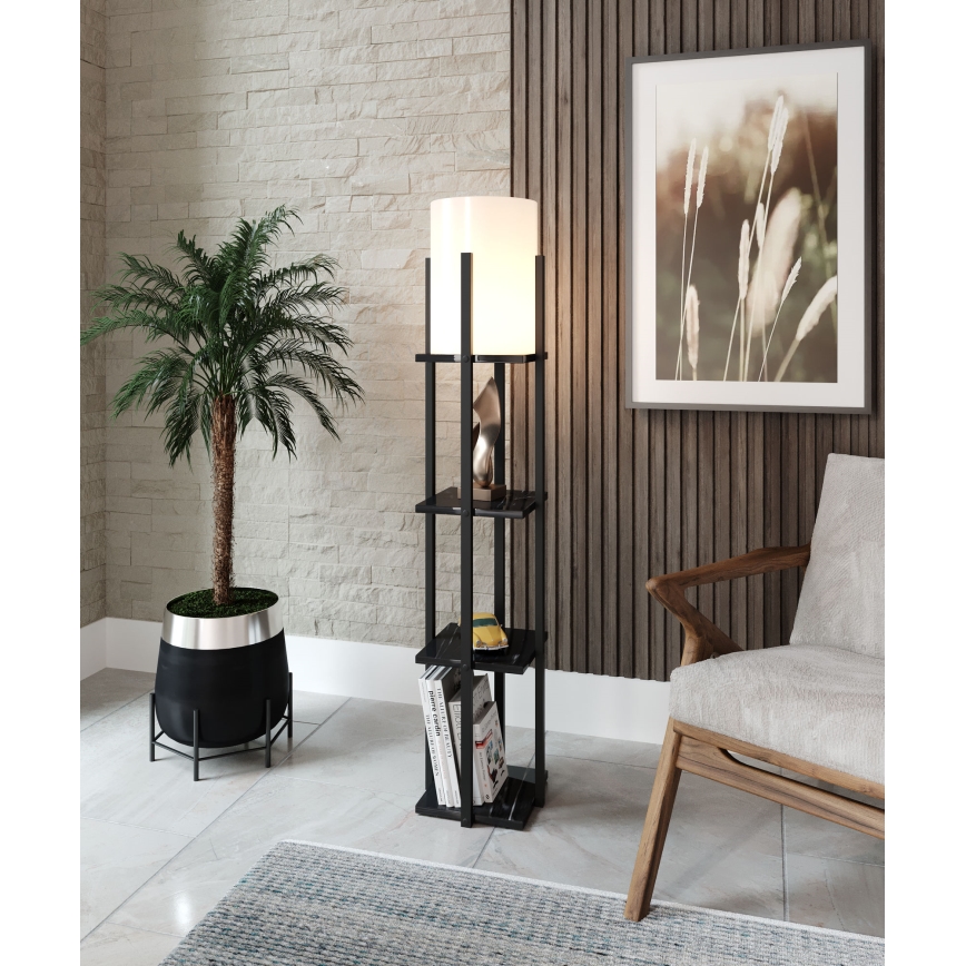 Lampadaire avec étagères NORA 1xE27/40W/230V noir