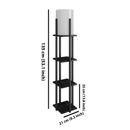Lampadaire avec étagères NORA 1xE27/40W/230V noir