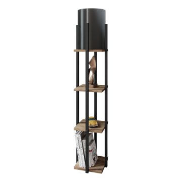 Lampadaire avec étagères NORA 1xE27/40W/230V noir/marron