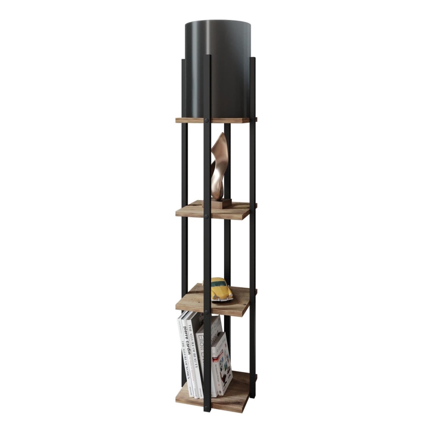 Lampadaire avec étagères NORA 1xE27/40W/230V noir/marron