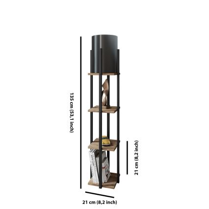 Lampadaire avec étagères NORA 1xE27/40W/230V noir/marron