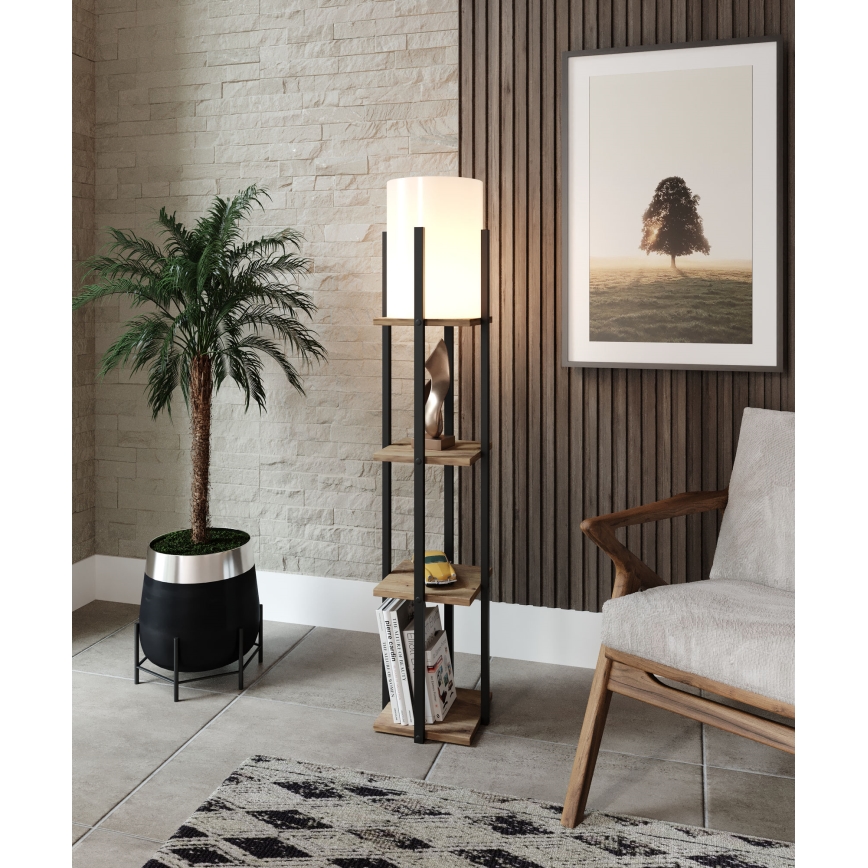 Lampadaire avec étagères NORA 1xE27/40W/230V noir/marron