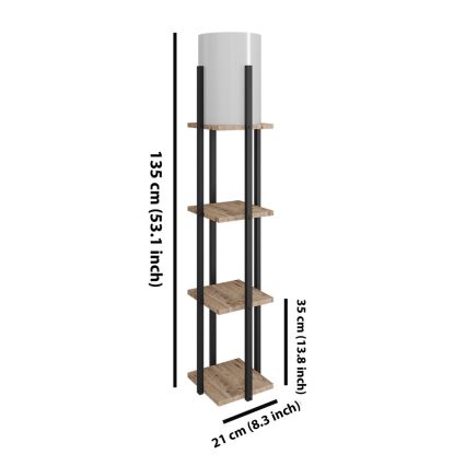 Lampadaire avec étagères NORA 1xE27/40W/230V noir/marron