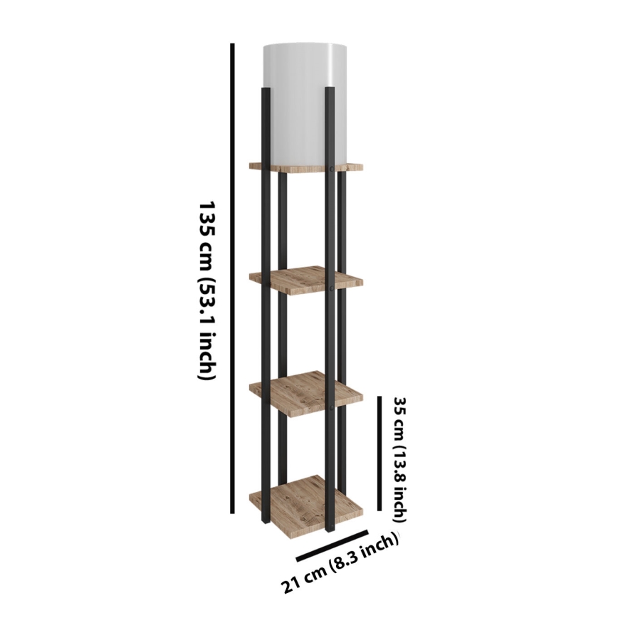 Lampadaire avec étagères NORA 1xE27/40W/230V noir/marron