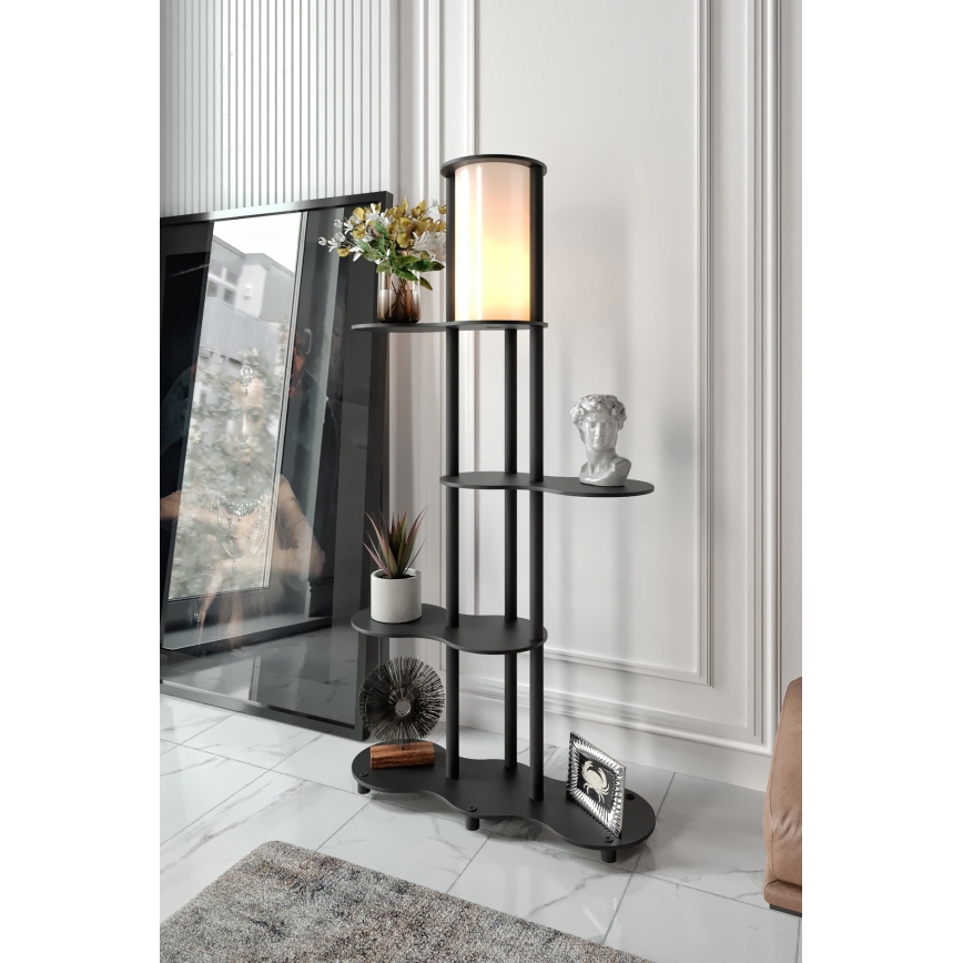 Lampadaire avec étagères NOTO 1xE27/40W/230V noir