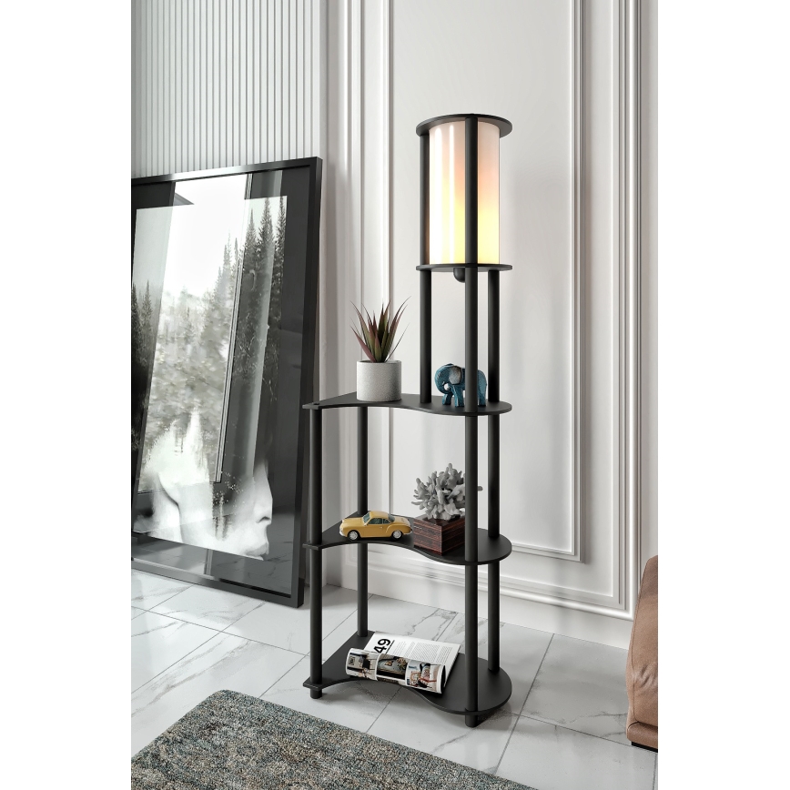Lampadaire avec étagères NOTO 1xE27/40W/230V noir