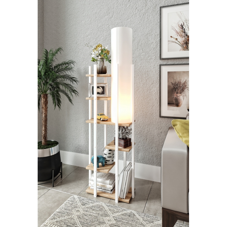 Lampadaire avec étagères VOGUE 1xE27/40W/230V 160 cm blanc
