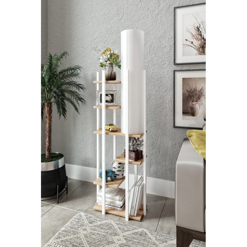 Lampadaire avec étagères VOGUE 1xE27/40W/230V 160 cm blanc